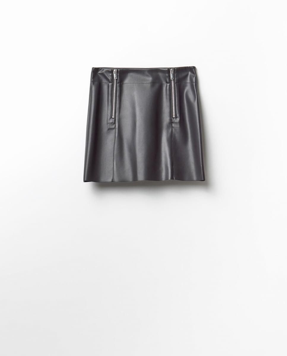 스페라 테크니컬 레더 지퍼 미니 스커트 58415102290 NEGRO - 메인 이미지
