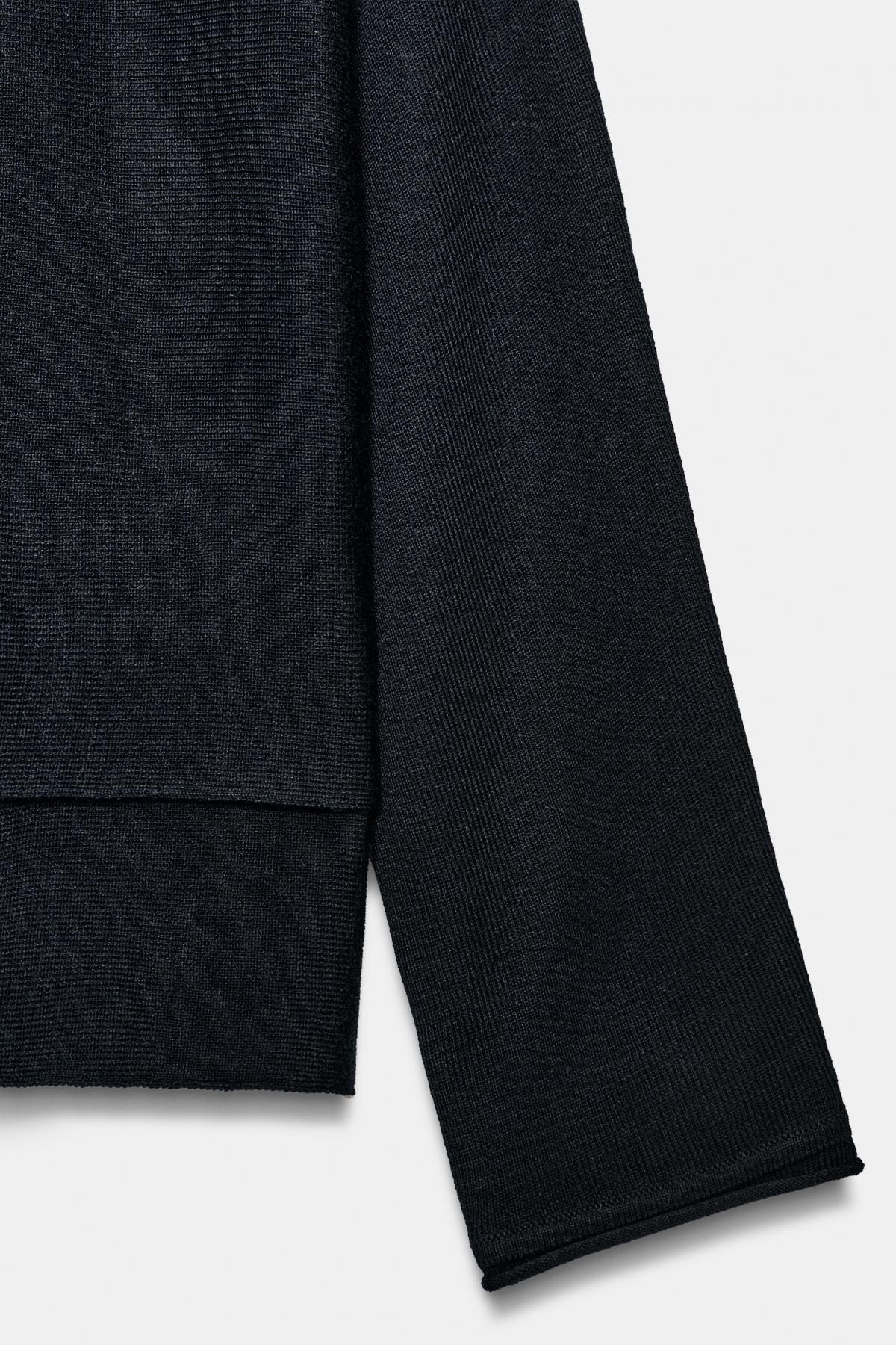 자라 라운드넥 롱 케이프 니트 스웨터 3920/767 NAVY BLUE - 상세 이미지 3