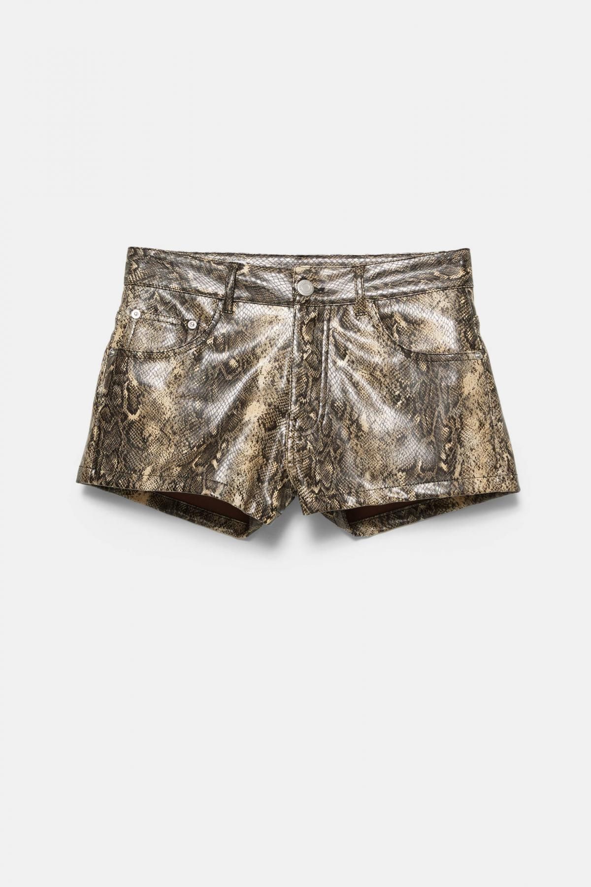 풀앤베어 레더 이펙트 애니멀 프린트 하이웨스트 반바지 7696/349 SNAKESKIN PRINT - 상품 이미지