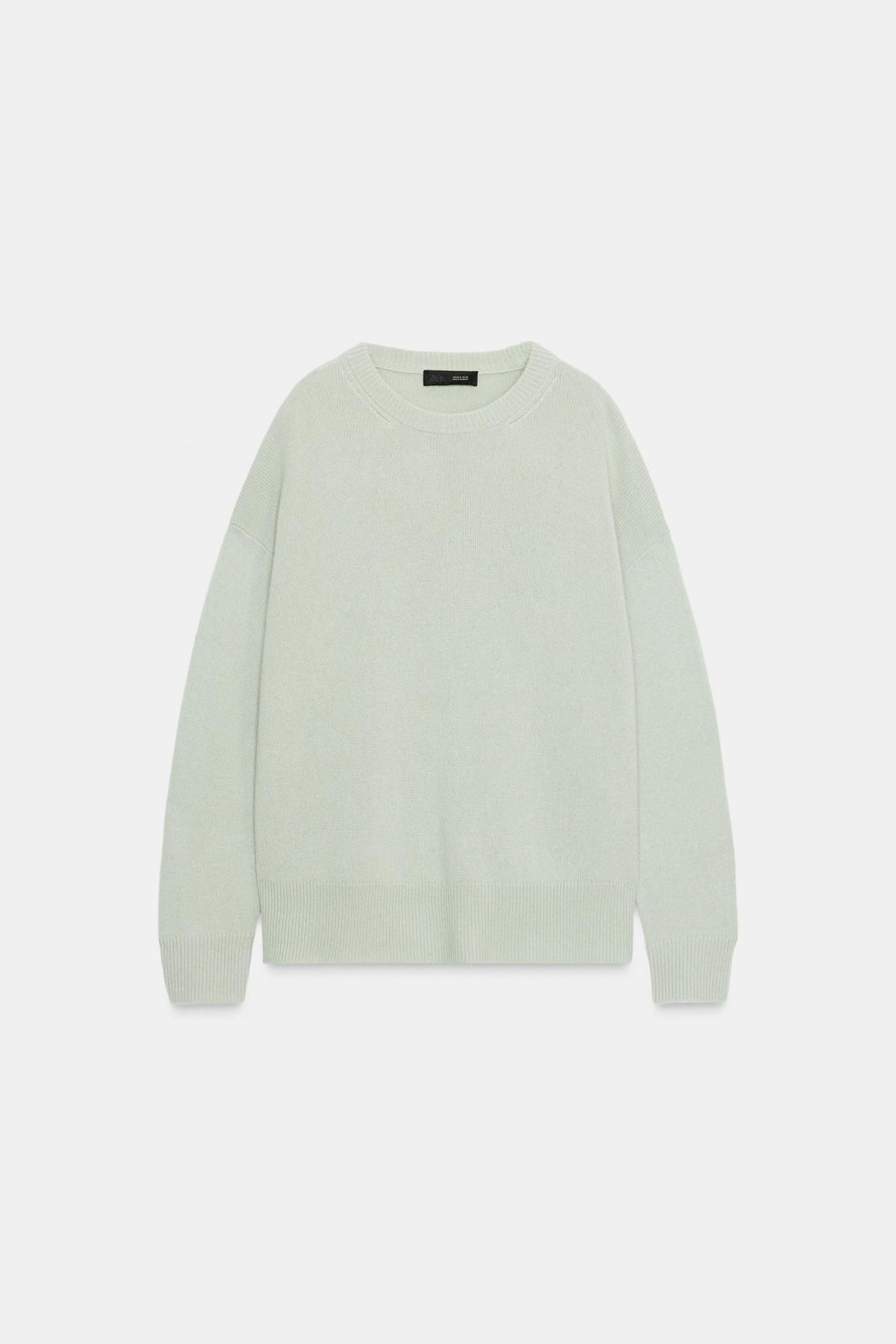 자라 프리미엄 캐시미어 오버사이즈 라운드넥 니트 2893/165 SEA GREEN - 상품 이미지