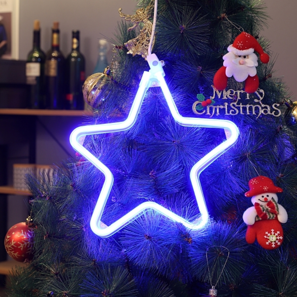LED 네온플렉스 별 DC24V 30Cm 무점멸 블루 크리스마스 트리 장식 - 상품 이미지