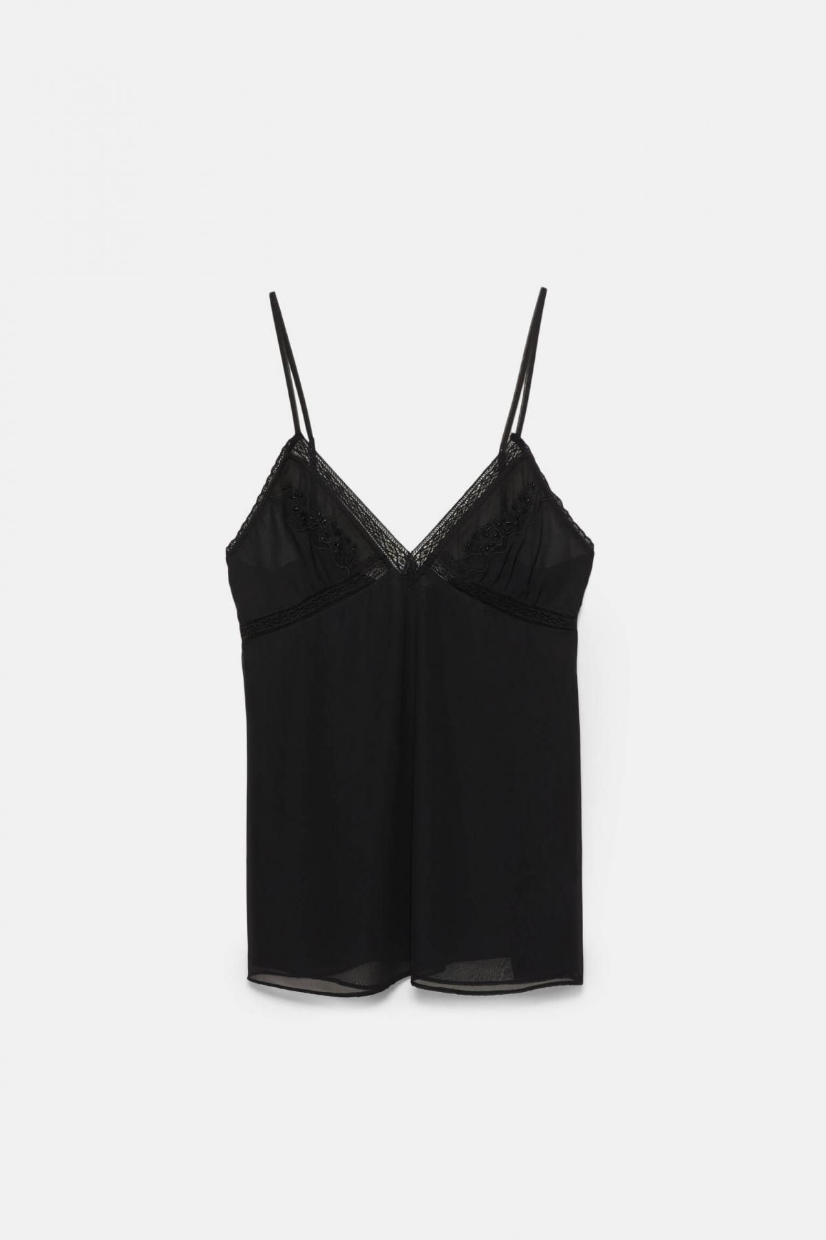 풀앤베어 레이스 비즈 장식 시스루 캐미솔 탑 7474/316 BLACK - 메인 이미지