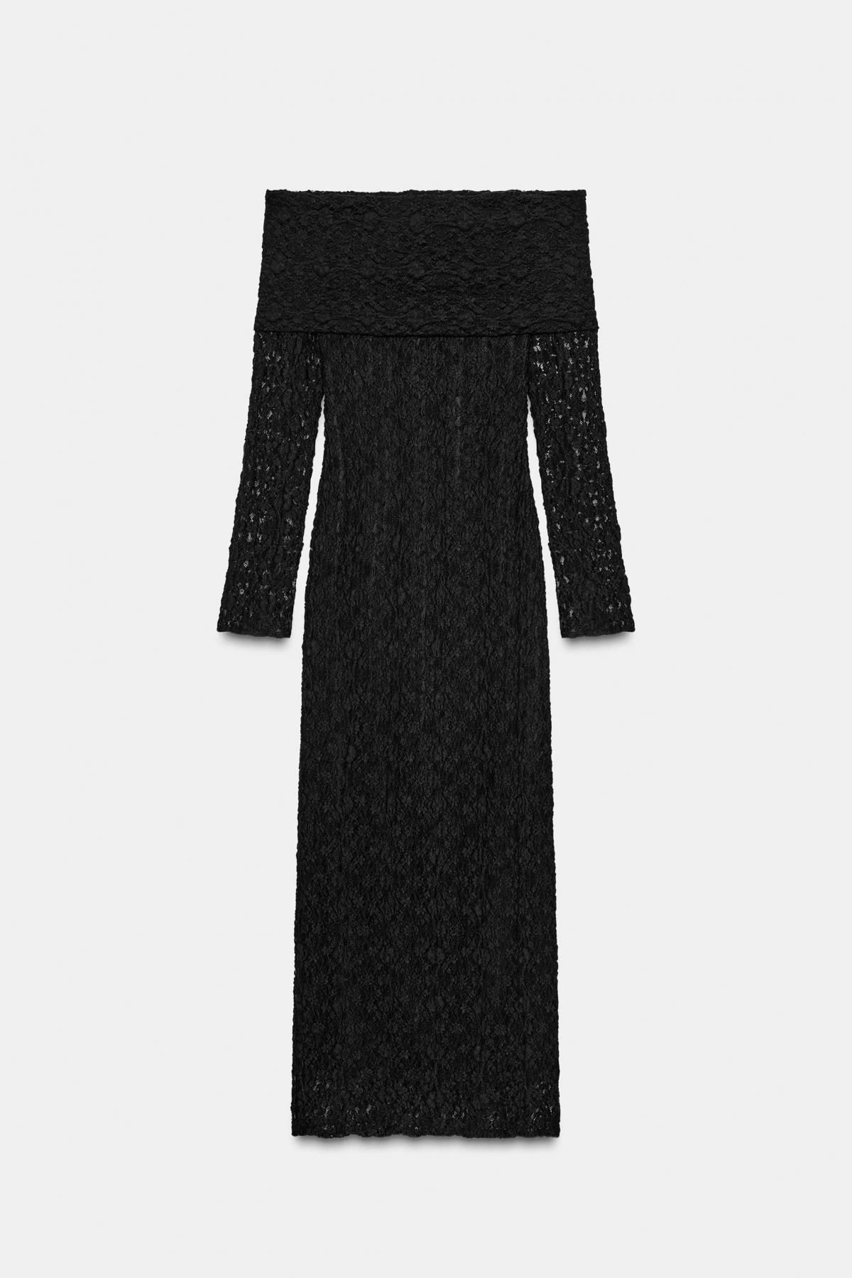 자라 오프숄더 레이스 미디 원피스 4661/251 BLACK - 상품 이미지