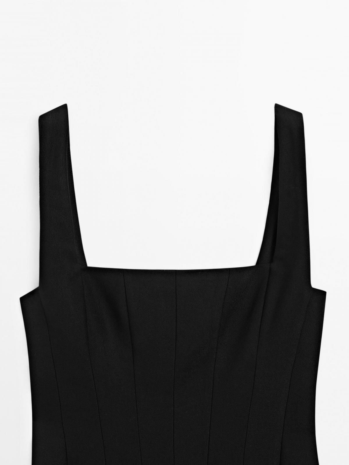 마시모두띠 테크니컬 스티치 슬림핏 미디 원피스 9209/952 BLACK - 상세 이미지 2