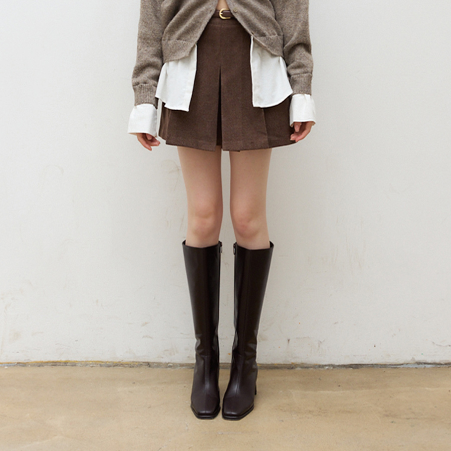 울 블렌드 플리츠 스커트팬츠 (BROWN, 2 SIZE) - 상세 이미지 2