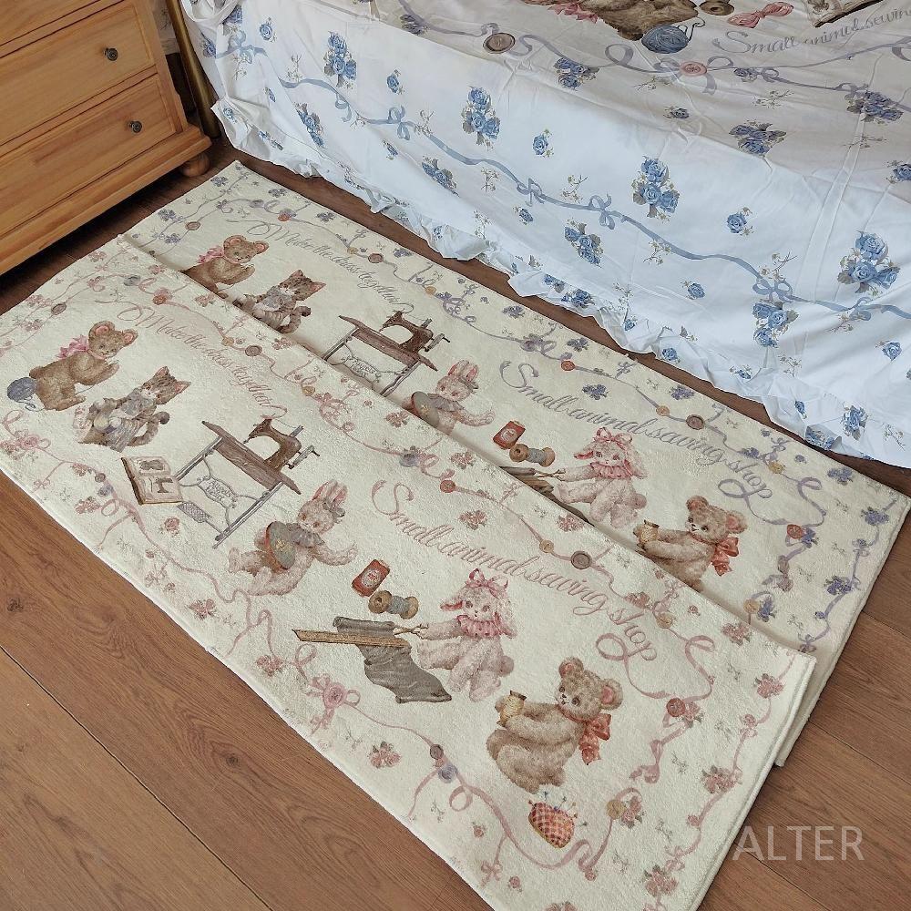 빈티지 발러그 공주 침대 주방 매트 현관 러그 발매트 핑크 침대 옆 러그 50x150cm - 상세 이미지 2
