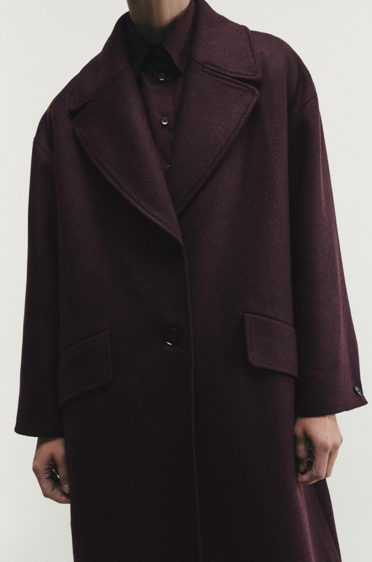 자라 오버사이즈 테크니컬 버건디 롱코트 8465/376 BURGUNDY - 상세 이미지 5