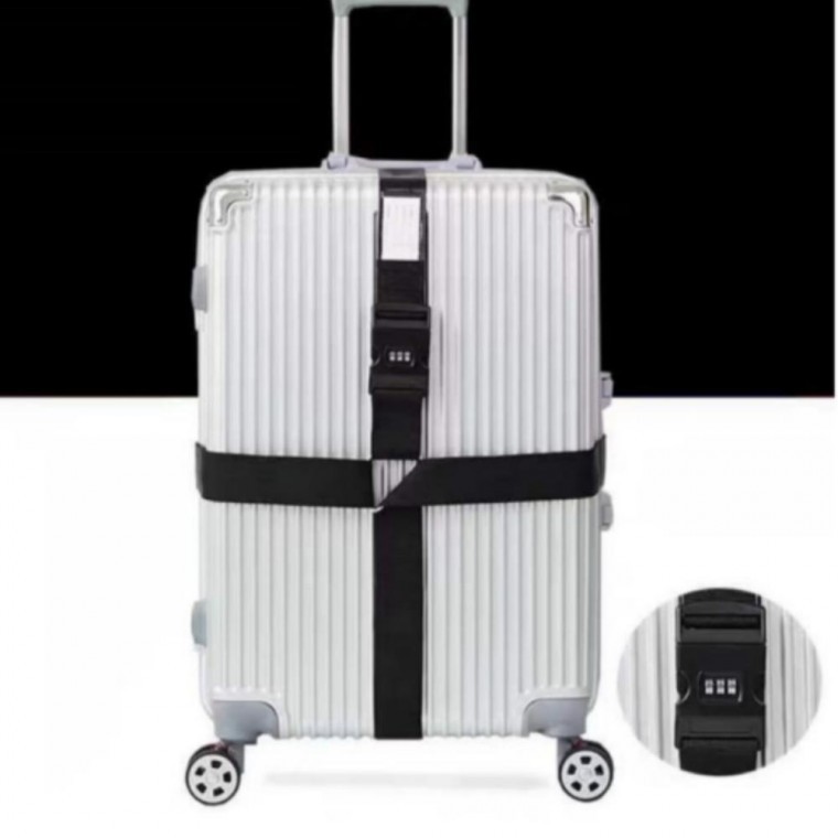 잠금 스트랩 캐리어 여행 도난방지 보호 블랙 - 상품 이미지