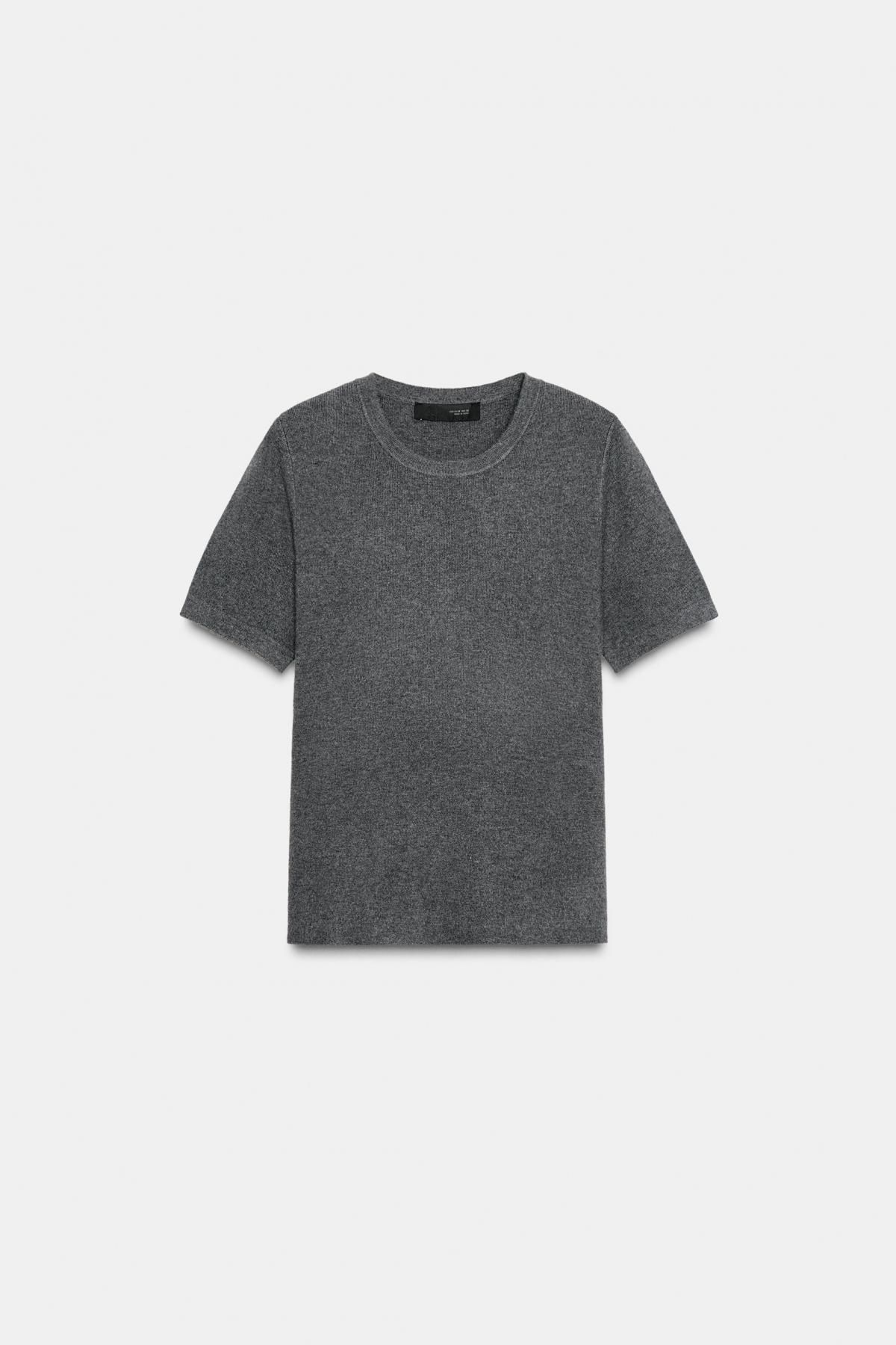 자라 소프트터치 라운드넥 반팔 니트 스웨터 5755/130 GREY MARL - 상품 이미지