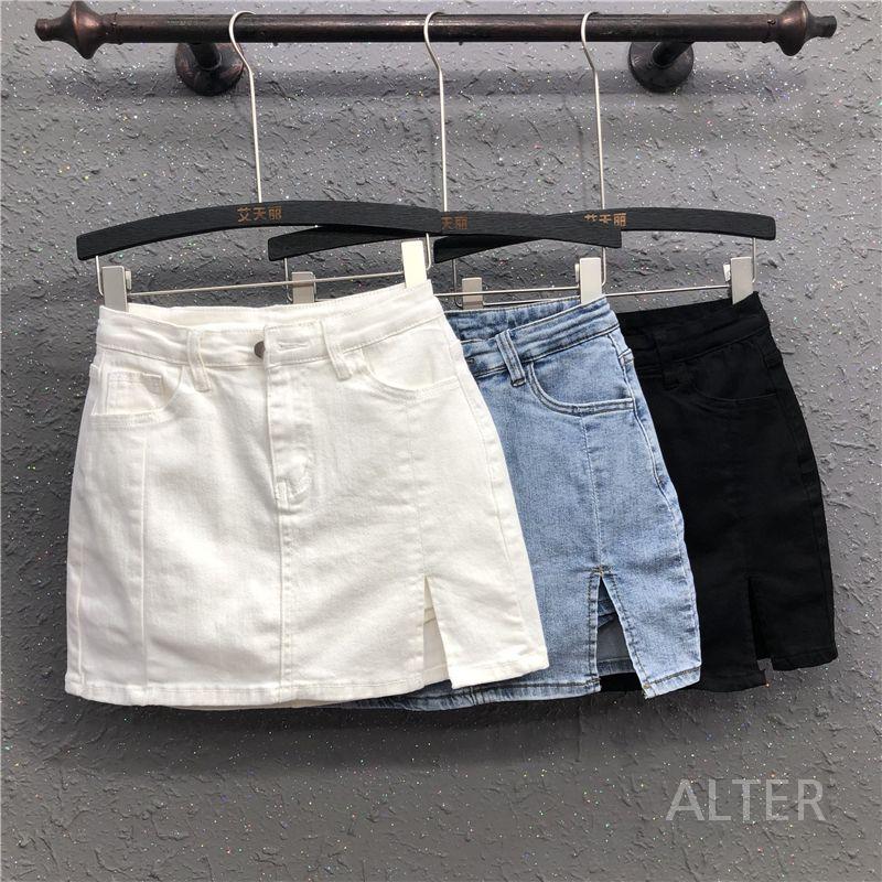 흰색 청치마 화이트 데님 스커트 여름 여성 하얀색 S - 상세 이미지 3