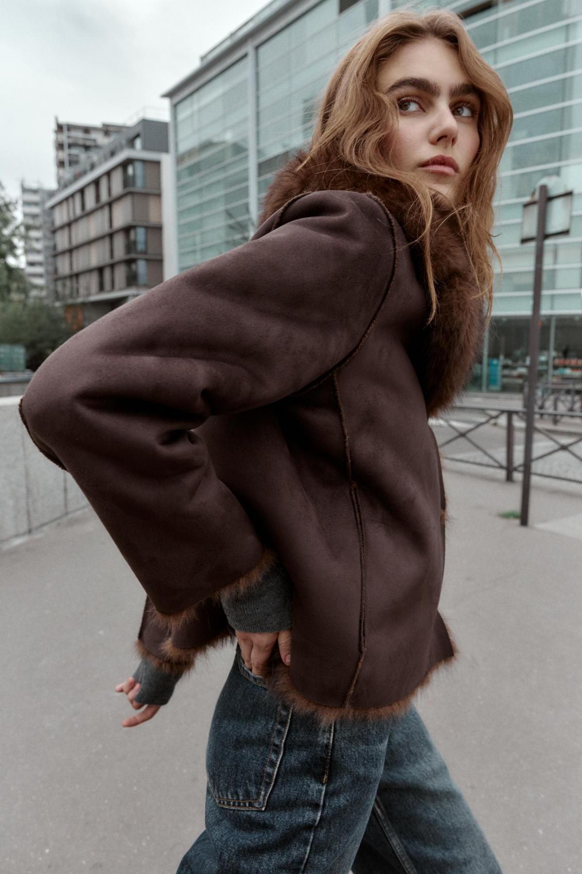 자라 리버시블 테크니컬 무스탕 퍼 자켓 3046/381 DARK BROWN - 상세 이미지 4