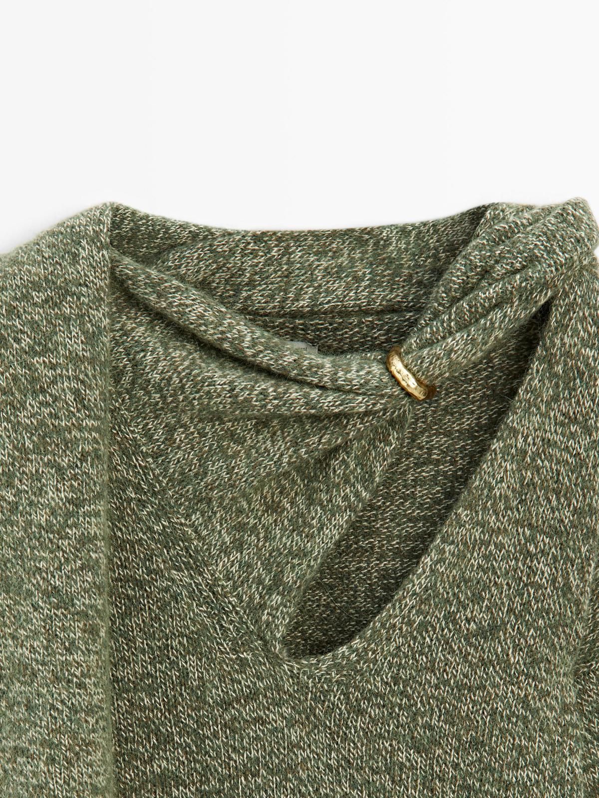 마시모두띠 브이넥 와이드핏 스카프 플렉트 니트 스웨터 9703/953 MOSS GREEN - 상세 이미지 5