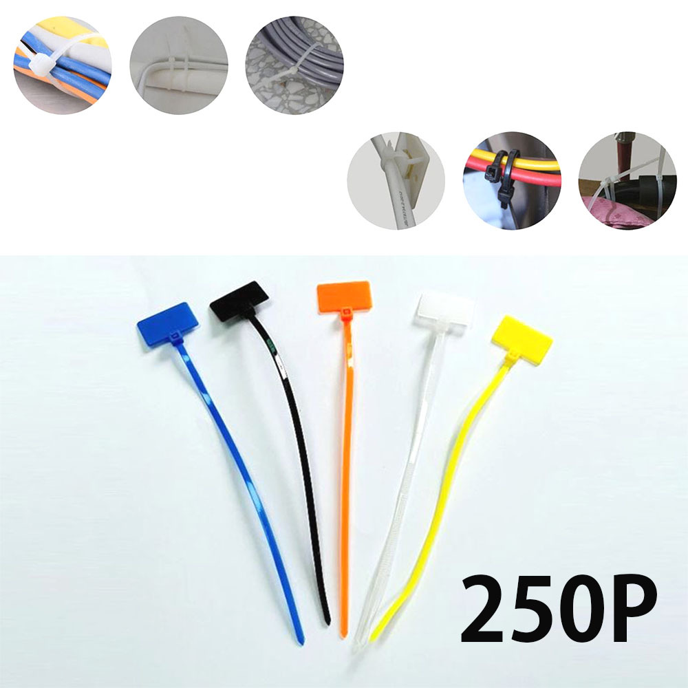 케이블 메모 타이세트 250P 전선 묶음 케이블 배선 정리 - 상품 이미지