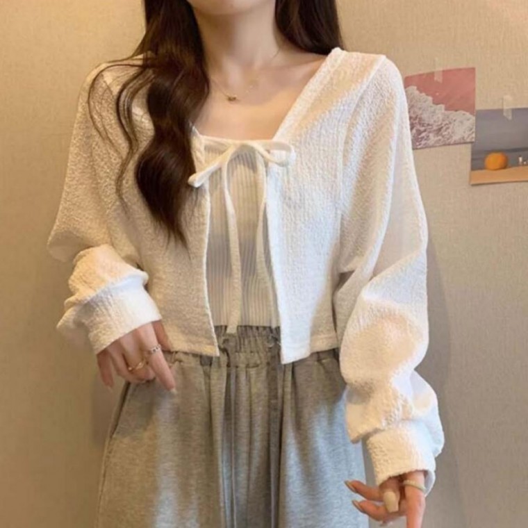 여성 볼레로 가디건 시스루가디건 봄가을데일리룩 패션 - 메인 이미지