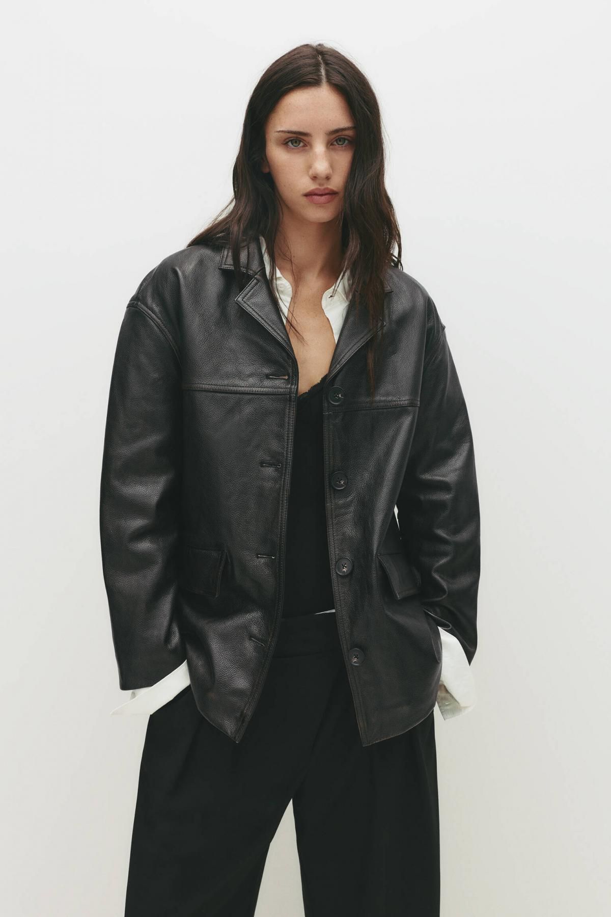 풀앤베어 빈티지 블랙 100 레더 자켓 7700/373 BLACK - 상세 이미지 3