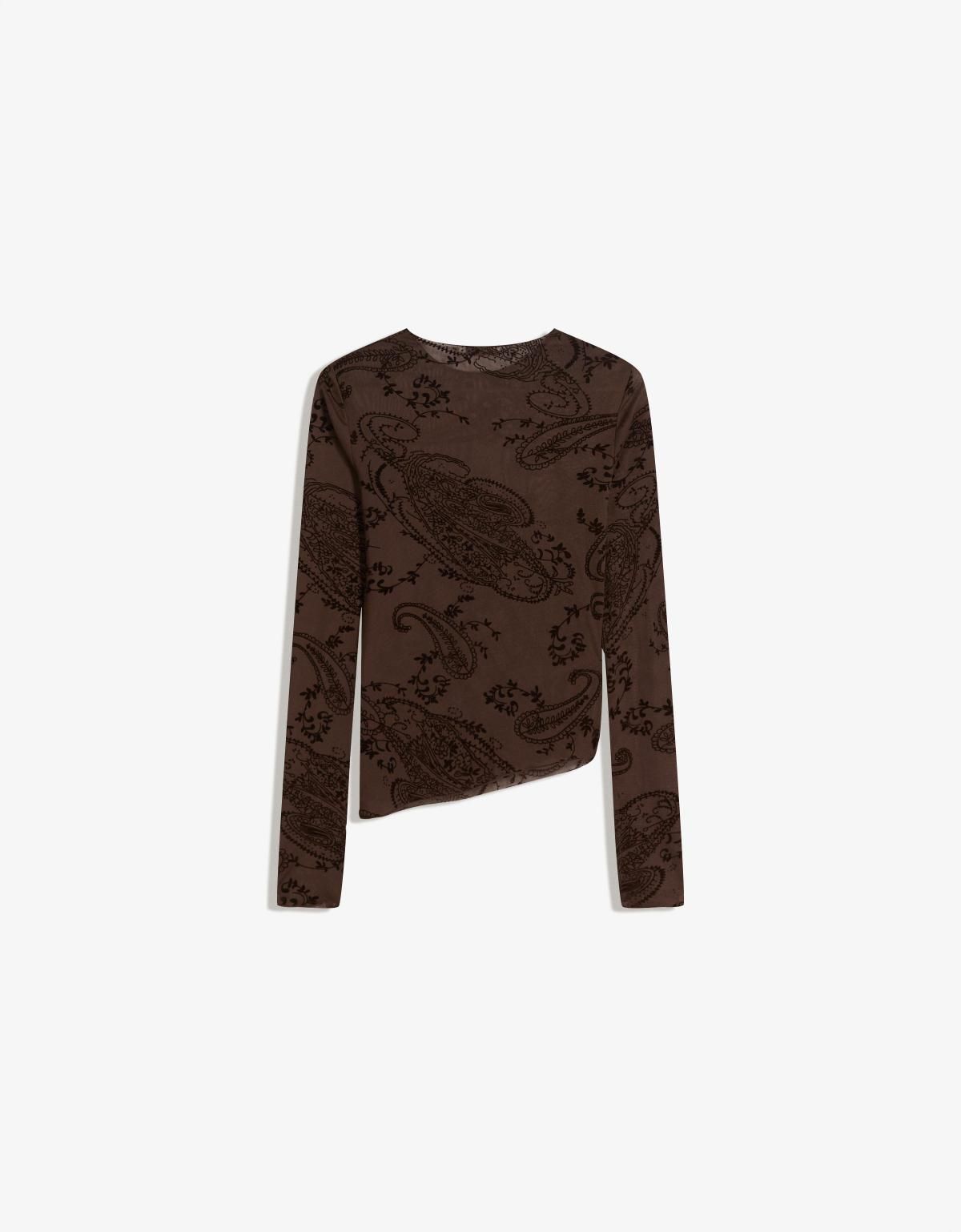 버쉬카 비대칭 테크니컬 튤 긴팔 티셔츠 7651/173 BROWN - 상품 이미지