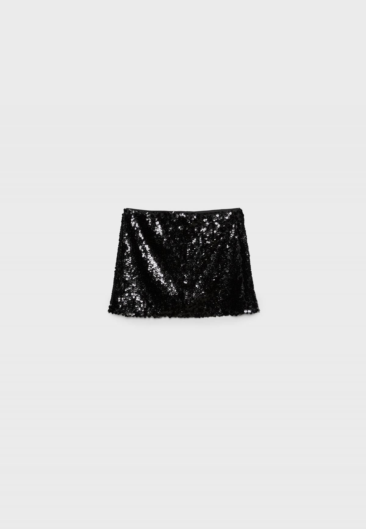 스트라디바리우스 글리터 시퀸 미니 스커트 8413/525 BLACK - 상세 이미지 3