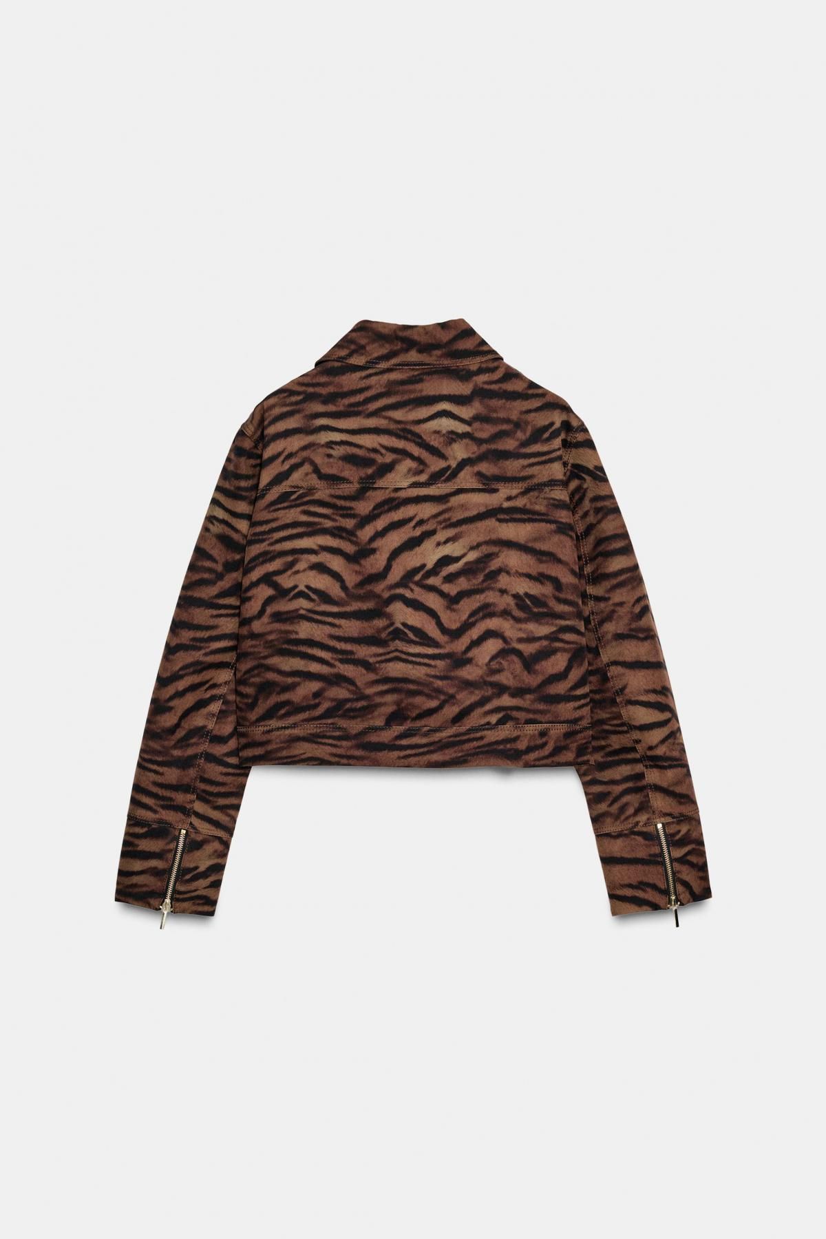 자라 애니멀 프린트 지퍼 크롭 재킷 9076/217 BLACK / BROWN - 상세 이미지 4