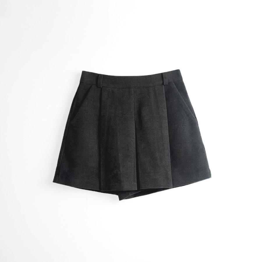울 블렌드 플리츠 스커트팬츠 (CHARCOAL, 2 SIZE) - 메인 이미지
