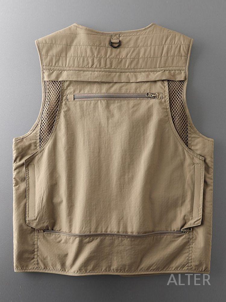 빅사이즈 작업 조끼 택배 낚시 작업복 그린베이지 M 50-57.5kg - 상세 이미지 2