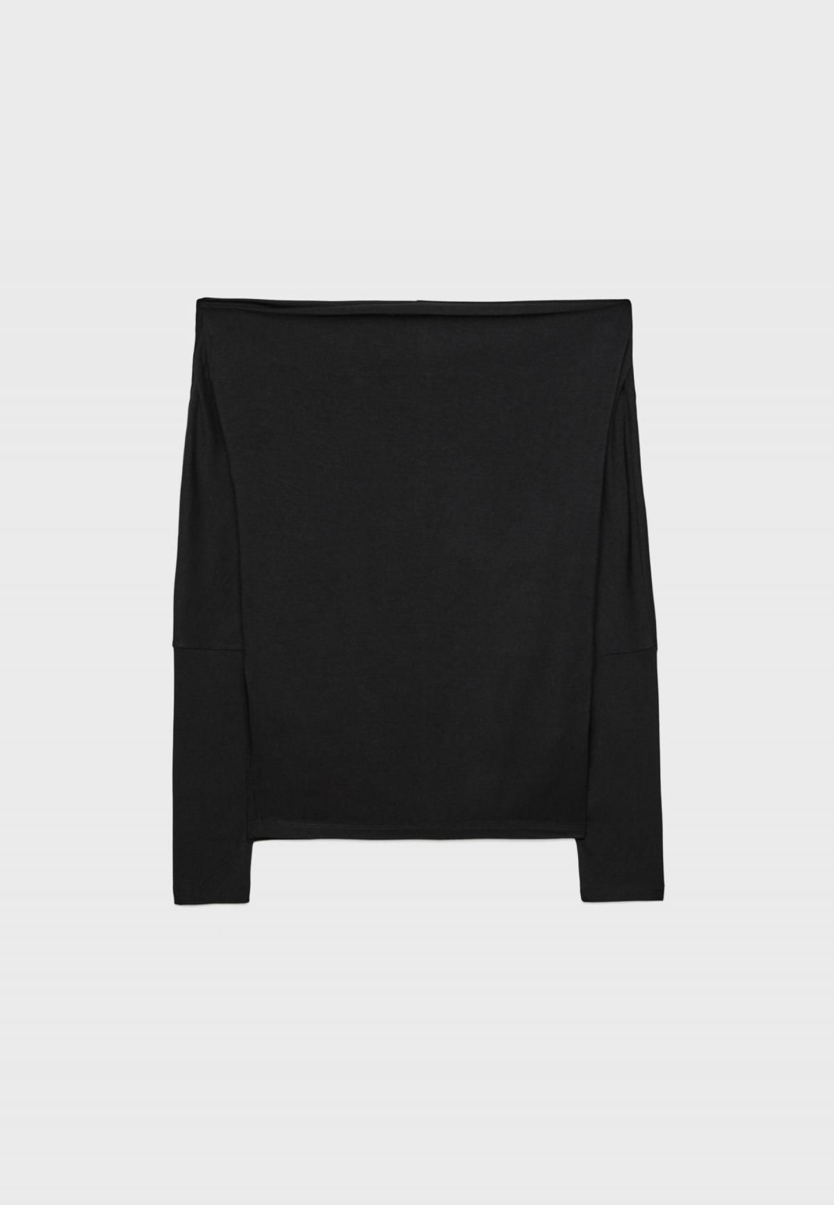 스트라디바리우스 모달믹스 소프트터치 언발란스 긴팔 티셔츠 6681/966 BLACK - 상세 이미지 2