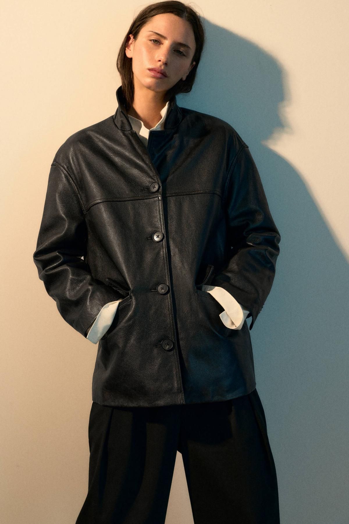 풀앤베어 빈티지 블랙 100 레더 자켓 7700/373 BLACK - 상세 이미지 2