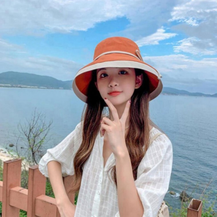 페도라 버킷햇 배색리본 여성페도라 라인 리본타이 - 상품 이미지