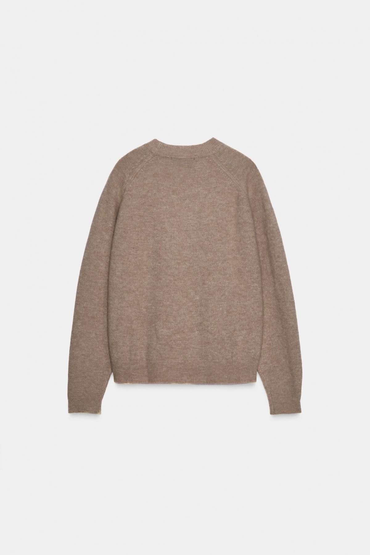 자라 프리미엄 울 알파카 라운드넥 니트 스웨터 9598/151 BROWN / TAUPE - 상세 이미지 5