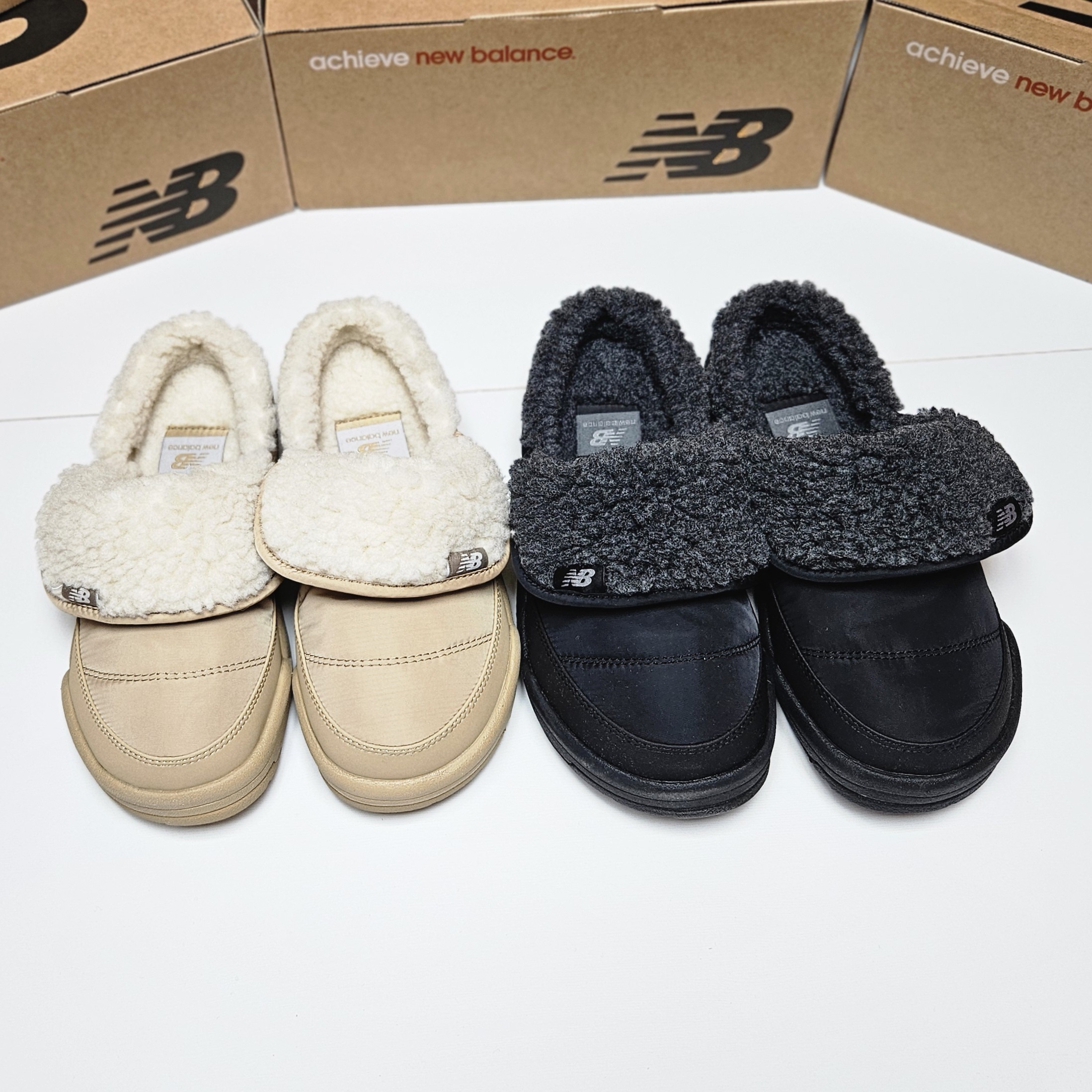 25년신상 뉴발란스 퍼플리 겨울 패딩 슬리퍼 슬립온 방한화 뮬 SD3405 - 상세 이미지 2