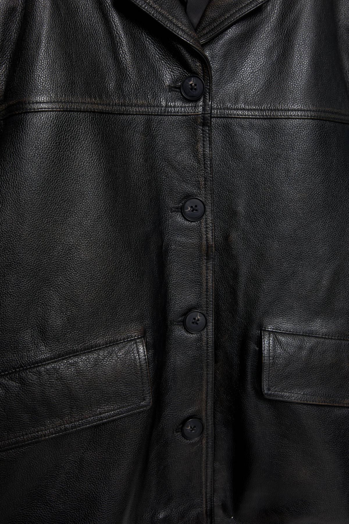 풀앤베어 빈티지 블랙 100 레더 자켓 7700/373 BLACK 이미지 8