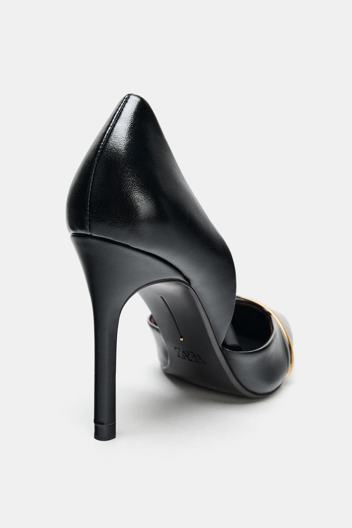 자라 메탈릭 스트랩 스틸레토 하이힐 슈즈 1244/610 BLACK 이미지 6