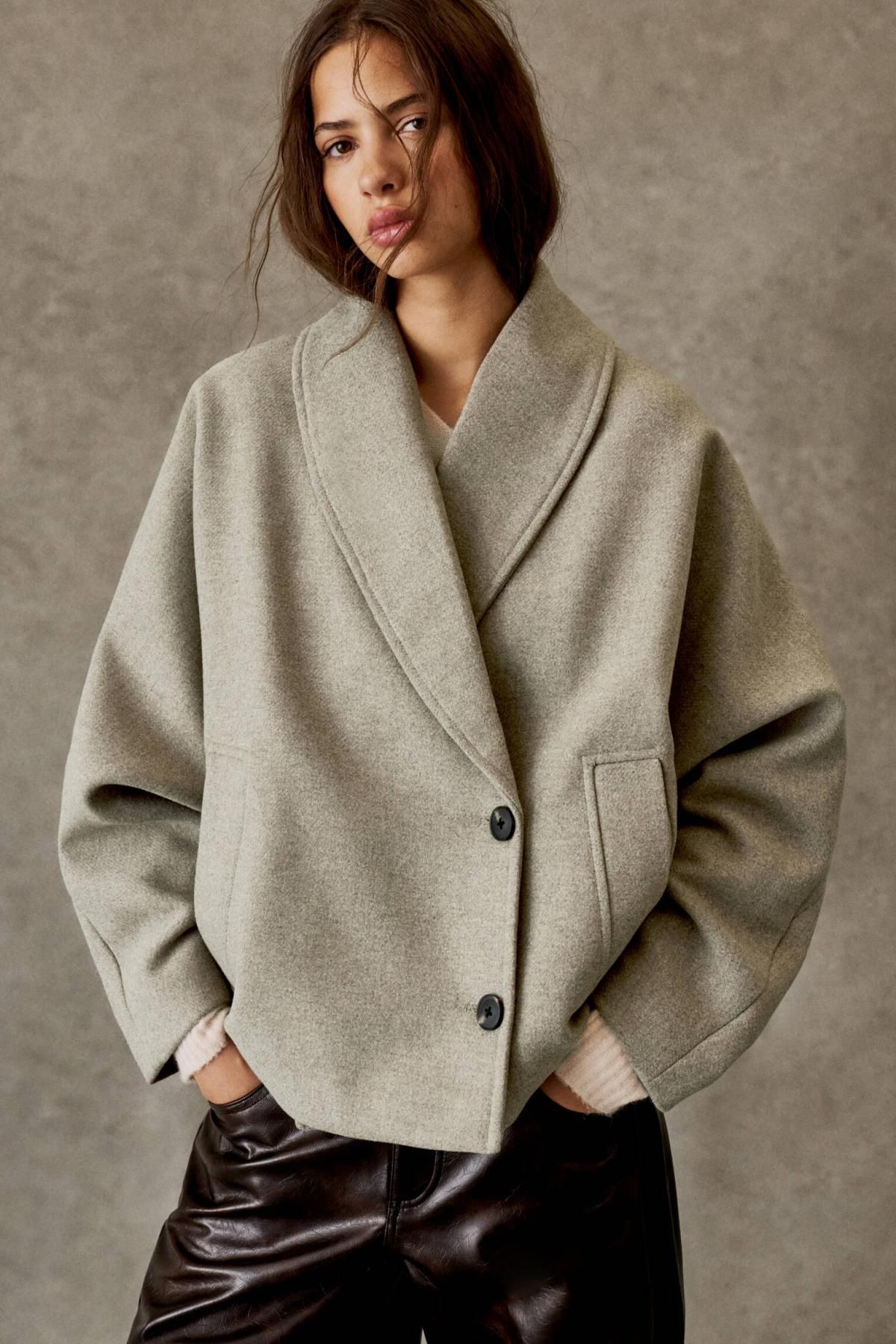 풀앤베어 볼륨 소매 울블렌드 숏 펠트 코트 7800/343 BEIGE - 상세 이미지 2