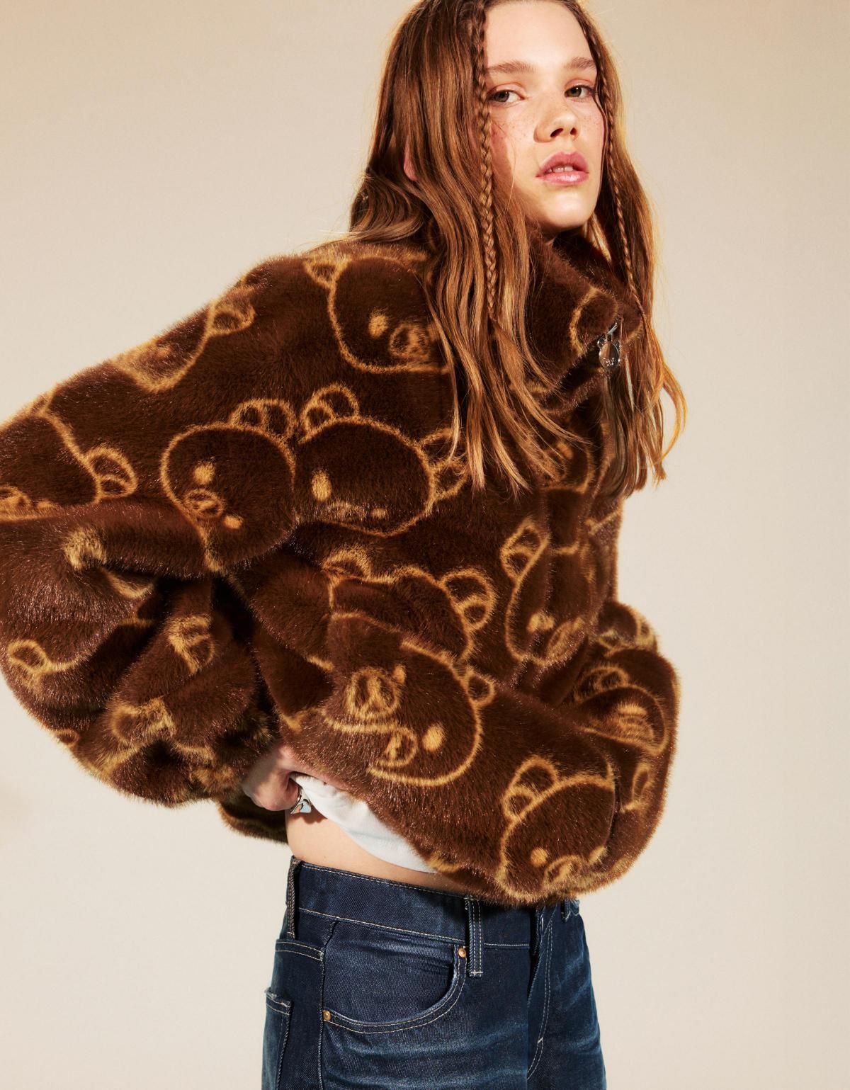 버쉬카 페이크 퍼 리락쿠마 자켓 6649/407 CAMEL - 상세 이미지 2