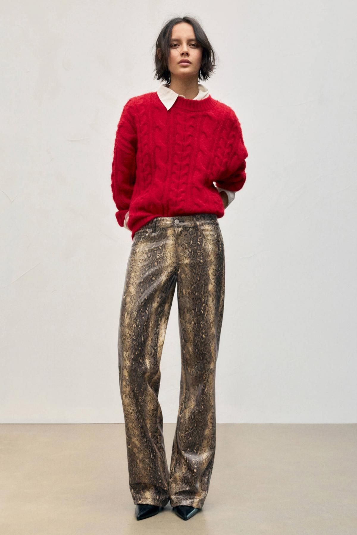 풀앤베어 애니멀 프린트 레더 이펙트 스트레이트 팬츠 7674/309 SNAKESKIN PRINT - 상세 이미지 2