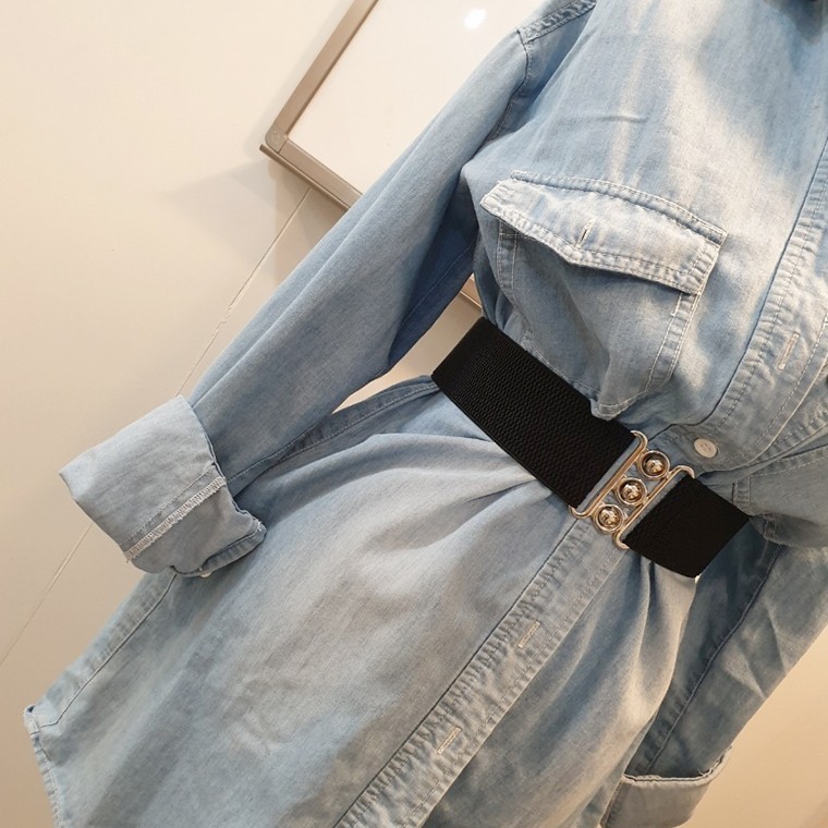 여성 레이어드 벨트 스판 밴딩 넓은 허리띠 폭 5CM - 상품 이미지