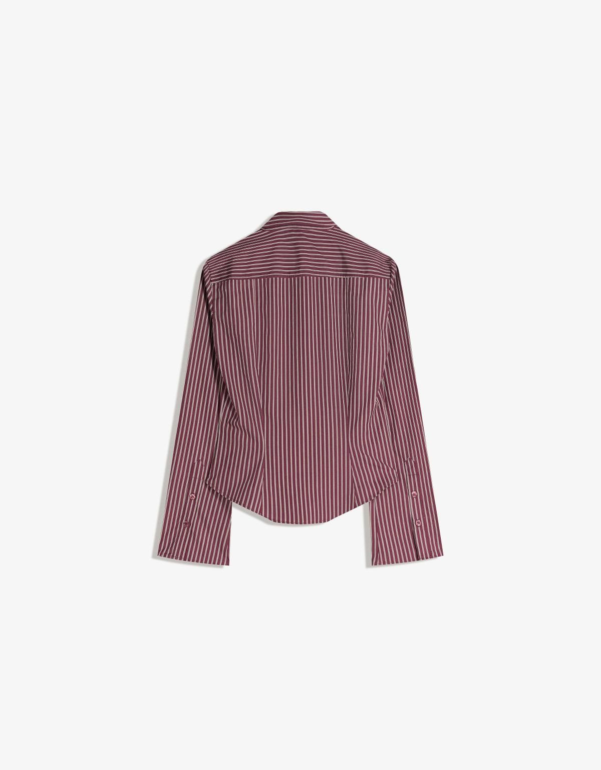 버쉬카 스트라이프 테일러드 플레어 소매 셔츠 6278/692 MAROON - 상세 이미지 5