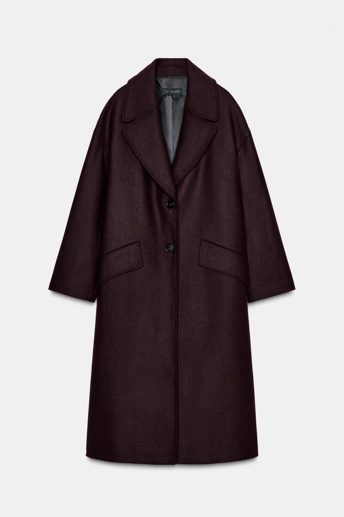 자라 오버사이즈 테크니컬 버건디 롱코트 8465/376 BURGUNDY - 메인 이미지