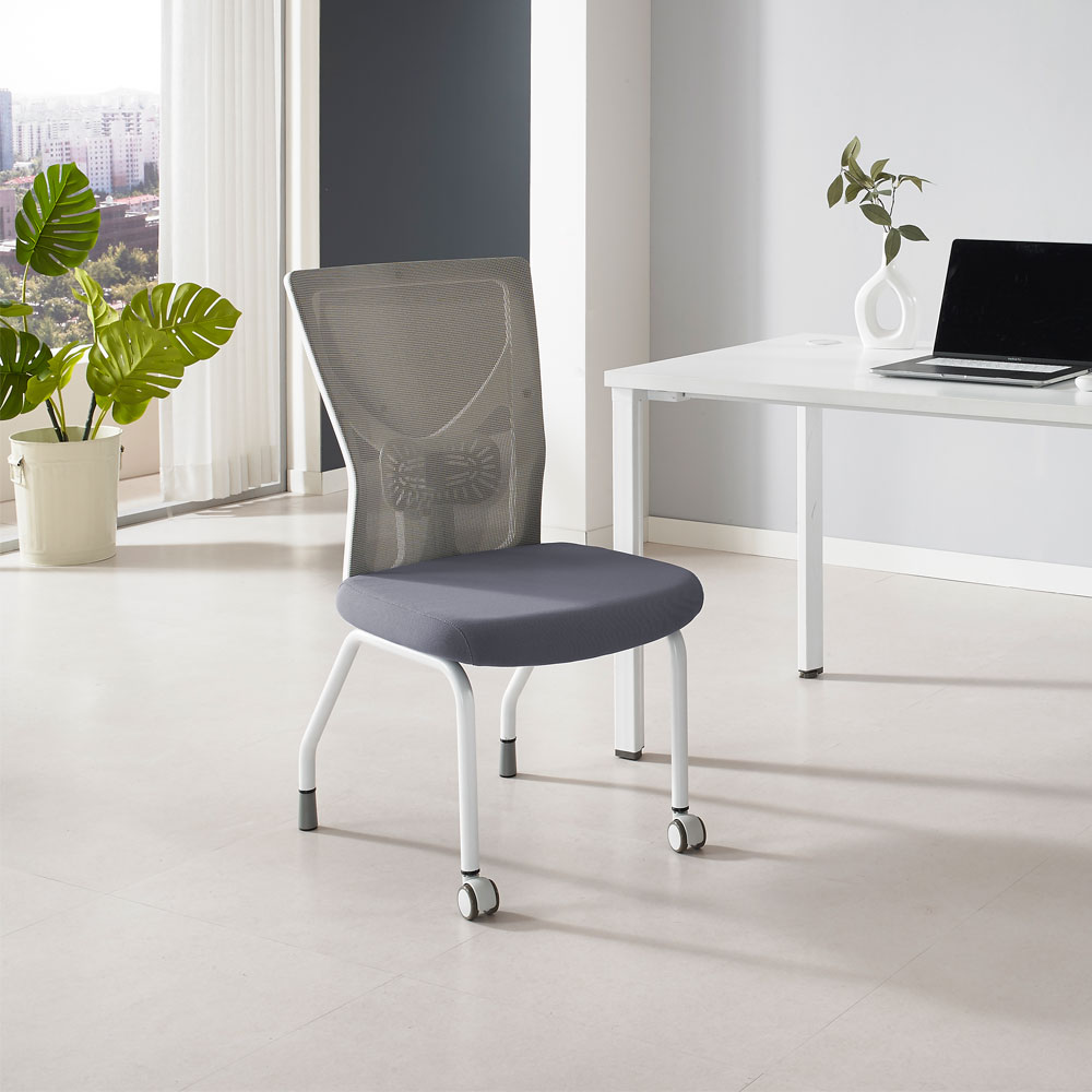 AS40 팔걸이없는의자 요추 편안한 회의용의자 회의실 공부 컴퓨터 책상 의자 바퀴4개