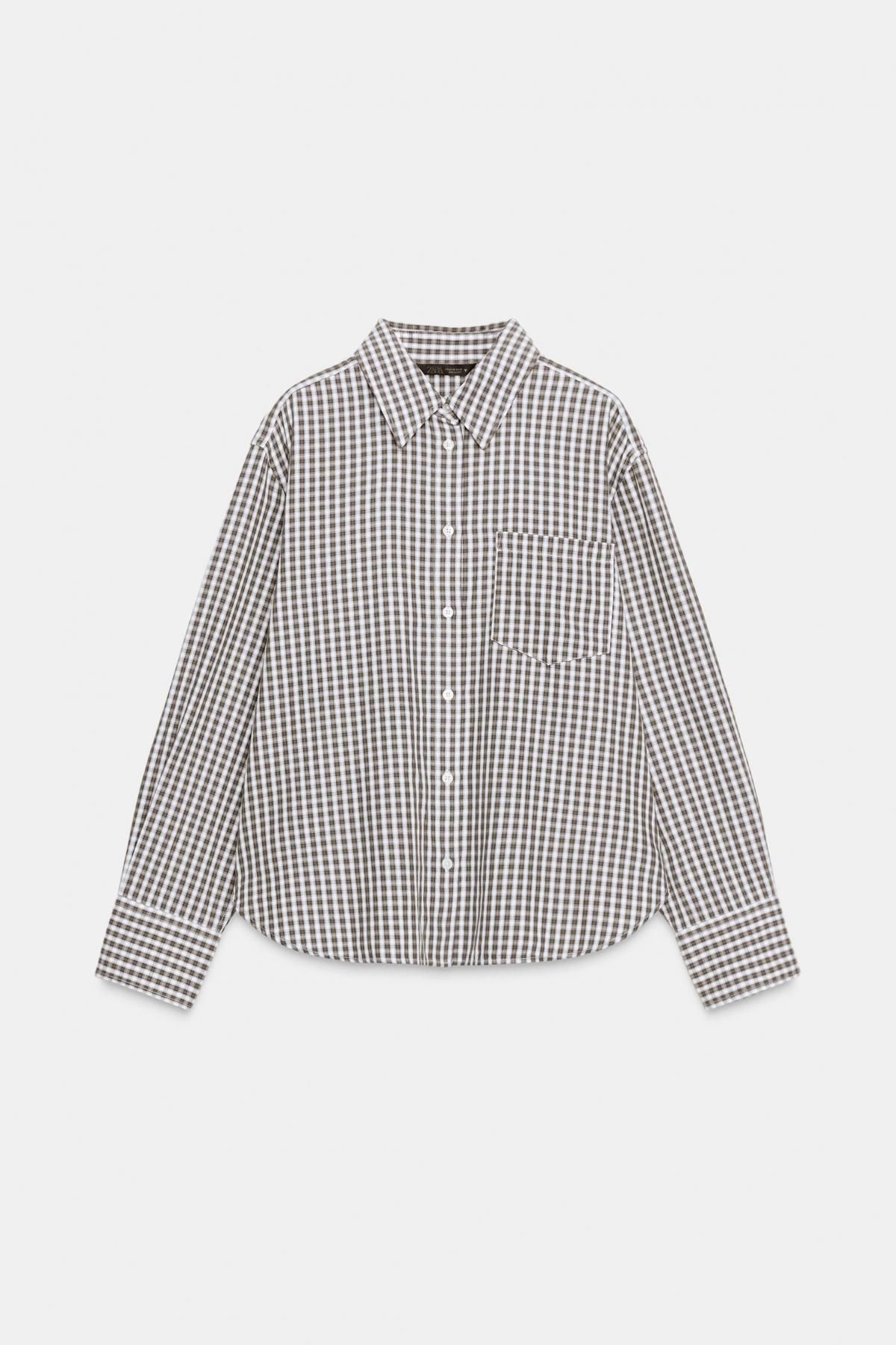 자라 오버핏 체크 옥스포드 롱슬리브 셔츠 0975/103 BLUE/WHITE - 메인 이미지