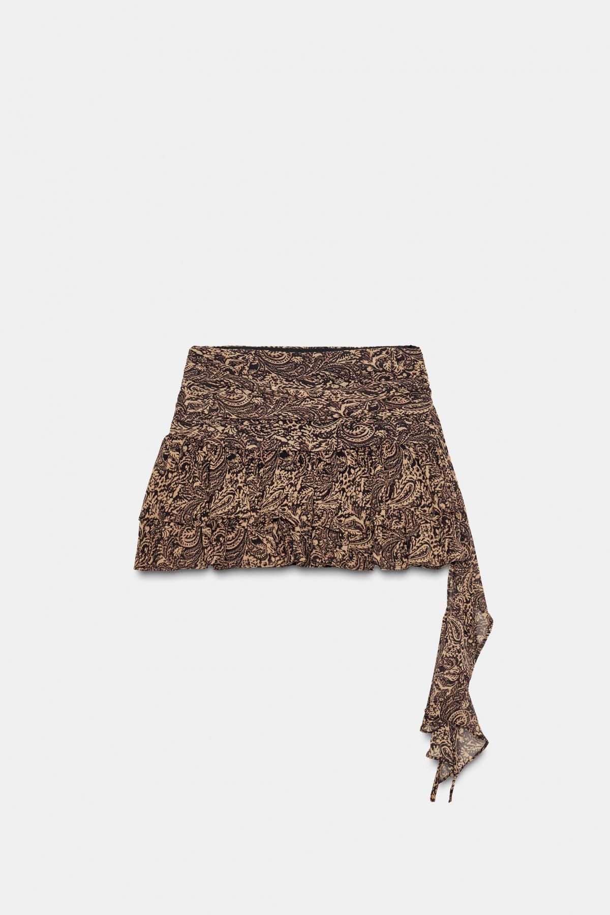 자라 플리츠 러플 페이즐리 미니 스커트 팬츠 4764/509 LEOPARD - 메인 이미지