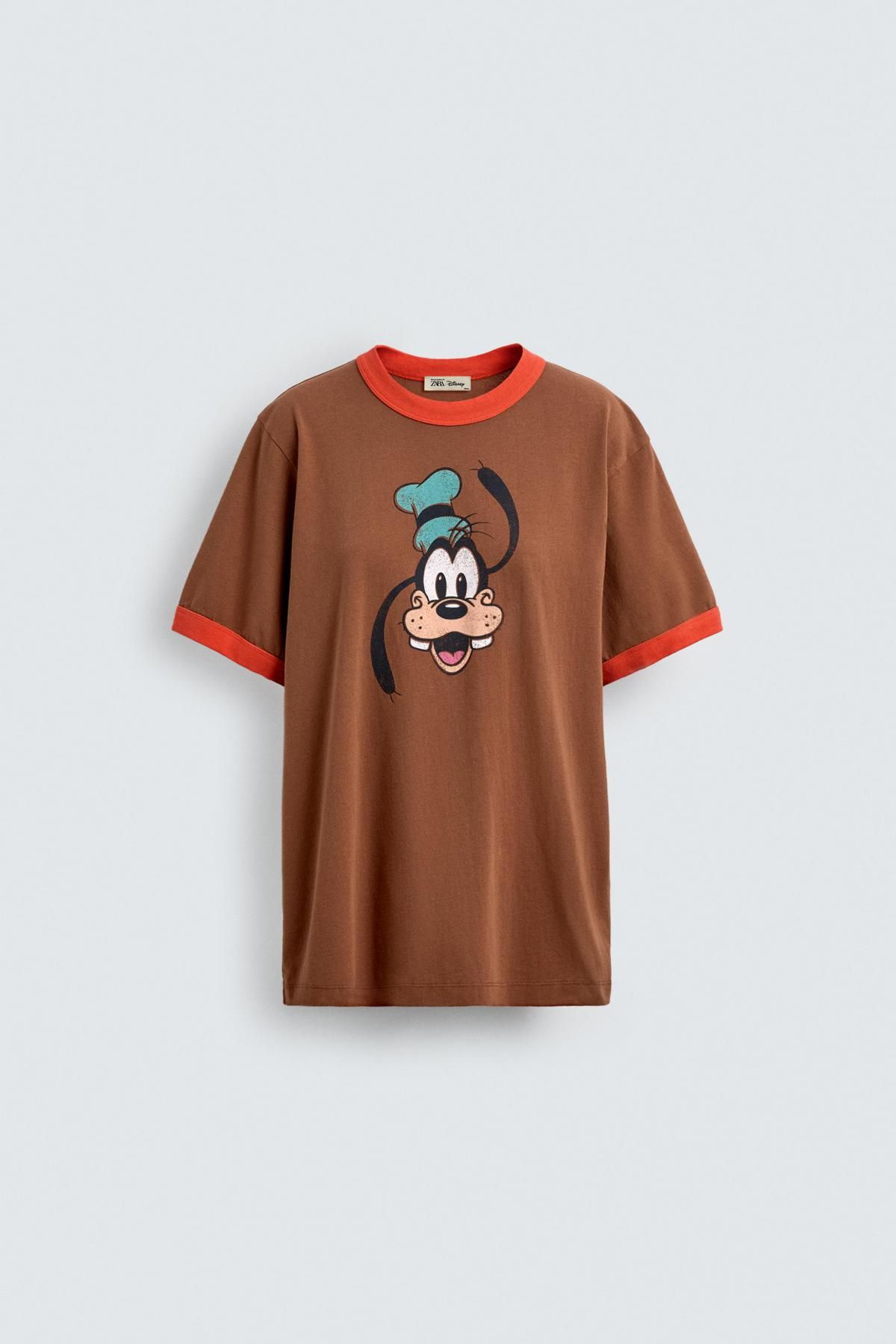 자라 구피 프린트 브라운 반팔 티셔츠 X 해리 램버트 디즈니 1443/830 LIGHT BROWN - 메인 이미지