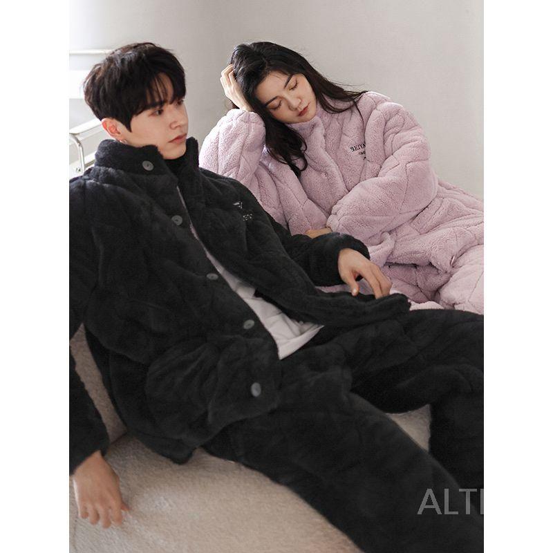 빅사이즈 여성 잠옷 극세사 수면 겨울 홈웨어 부드러운 원단 J7151 여성용 M - 상세 이미지 5