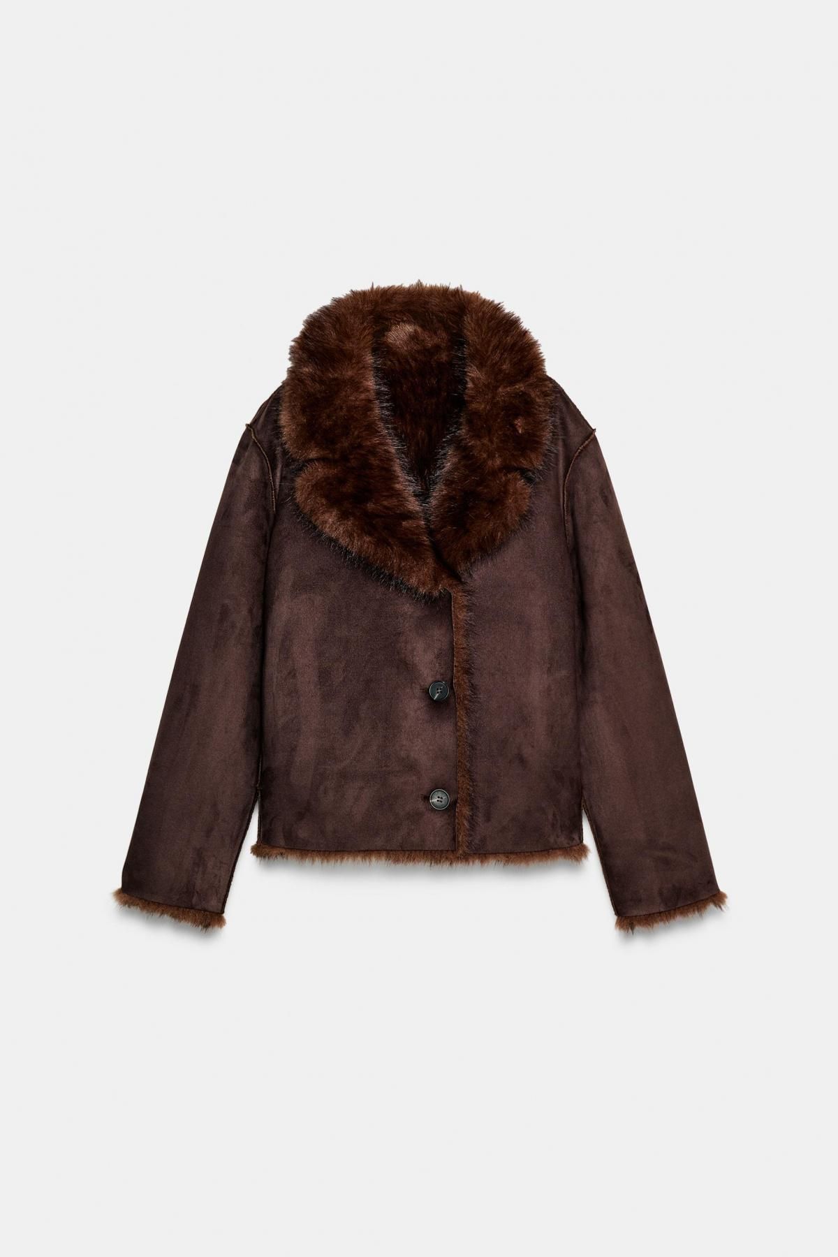 자라 리버시블 테크니컬 무스탕 퍼 자켓 3046/381 DARK BROWN - 메인 이미지