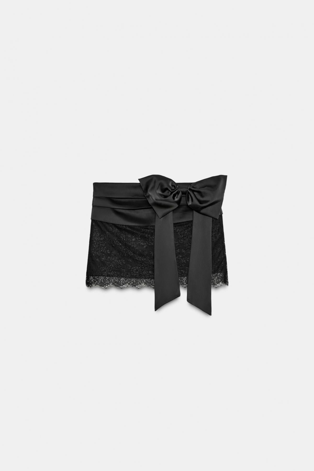 자라 리본 레이스 포인트 미니 스커트 4772/512 BLACK - 상품 이미지