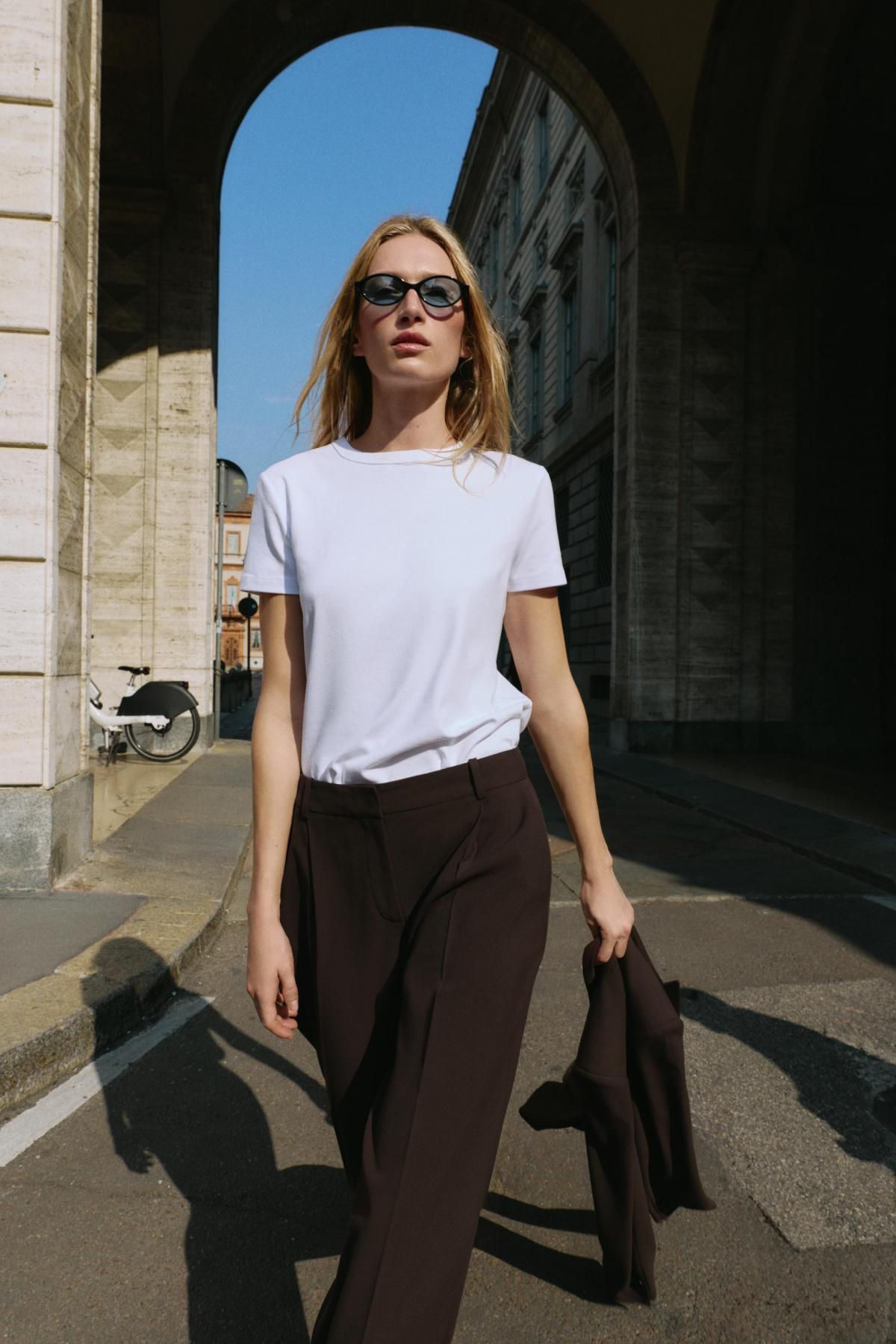 자라 하이웨이스트 스트레이트 플리츠 슬랙스 팬츠 8758/513 BROWN - 상세 이미지 3