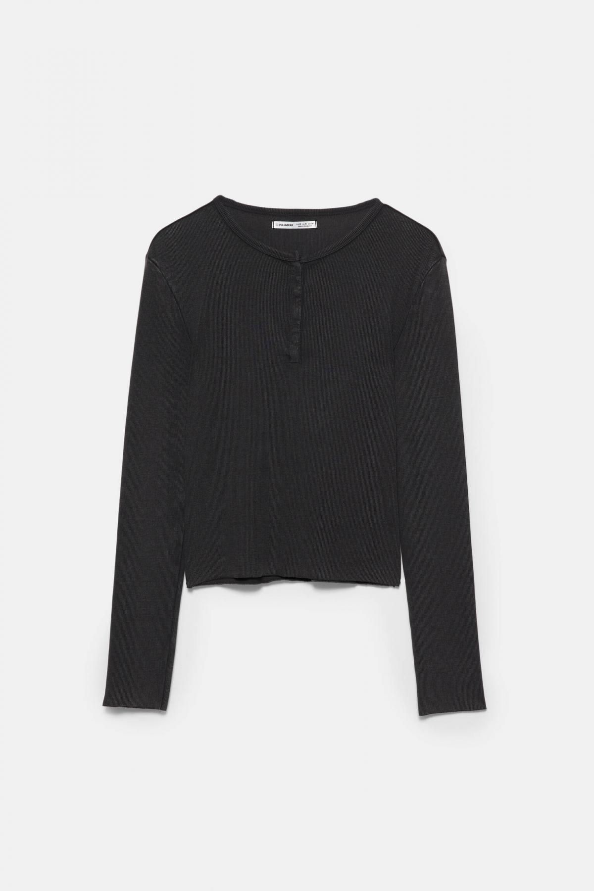 풀앤베어 베이직 스트레치 코튼 헨리넥 긴팔 티셔츠 7152/330 ANTHRACITE GREY - 메인 이미지
