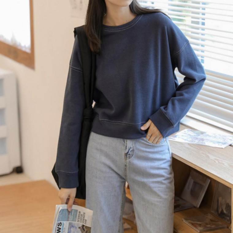 맨투맨 티셔츠 가을 여성 루즈핏 긴팔티 무지 기본 - 상품 이미지