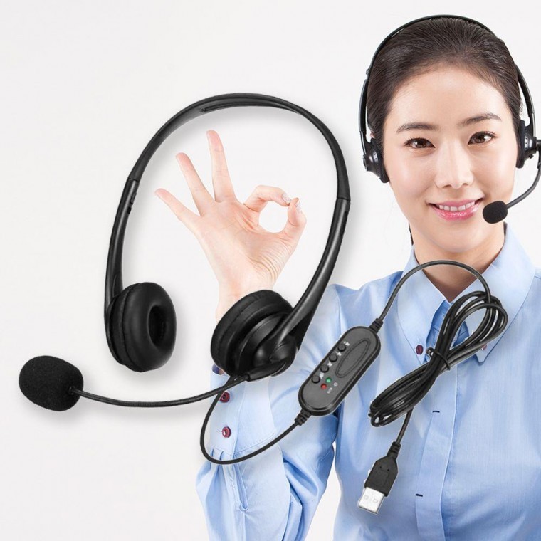 콜센터 헤드셋 고객 TM 용 IP 폰 휴대폰 유선 USB 고감도 총경량 전용 볼륨 조절 - 상품 이미지