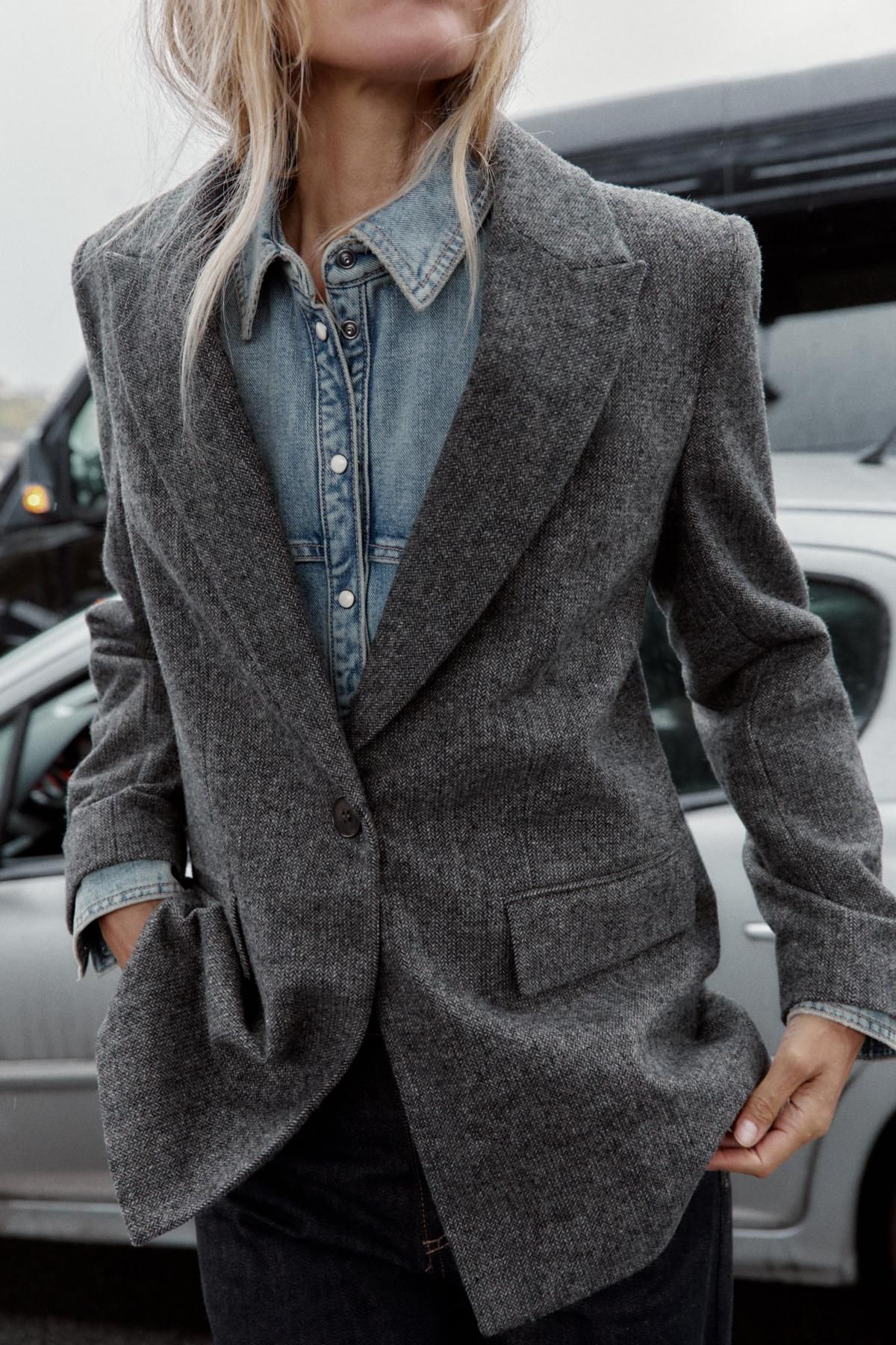 자라 클래식 헤링본 울 테일러드 블레이저 3046/388 GREY / TAN - 상세 이미지 5