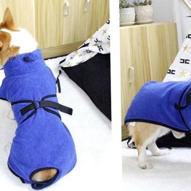 강아지 고양이 목욕 가운 수건 타올 극세사 L - 메인 이미지